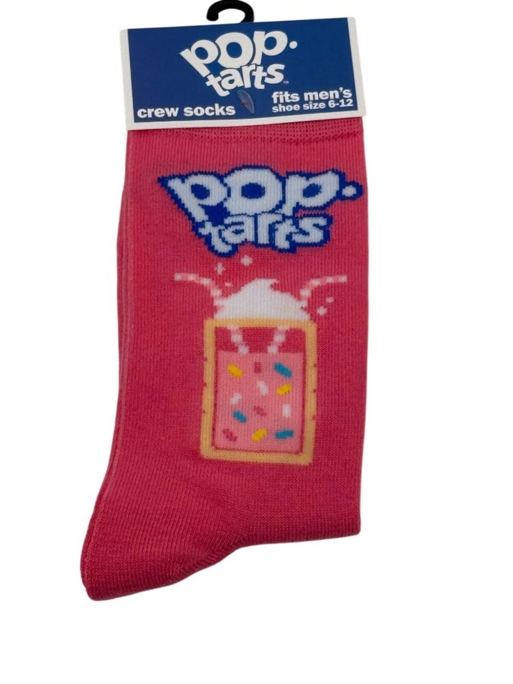 Pop Tarts Crew Socks Men's Size 6-12 Frosted Strawberry Pink Novelty NWT